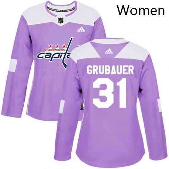 Womens Adidas Washington Capitals 31 Philipp Grubauer Authentic Purple Fights Cancer Practice NHL Jersey